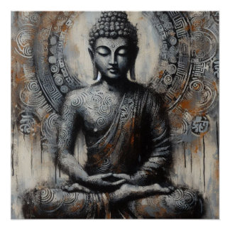 POSTER PEINTURE MÉTALLIQUE BOUDDHA ART #13