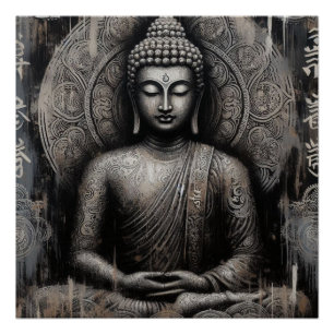 POSTER PEINTURE MÉTALLIQUE BOUDDHA ART #21