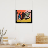 Poster Peinture 'Mid-Century moderne Abstraite, papillon' (Cuisine)