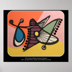 Poster Peinture 'Mid-Century moderne Abstraite, papillon'