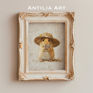 Poster Peinture mignonne de hamster, ferme de style farmh