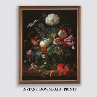 Poster Peinture Moody Floral Oil, Antique Dark Still Life