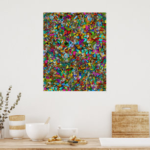 Poster Peinture mosaïque colorée abstraite vibrante