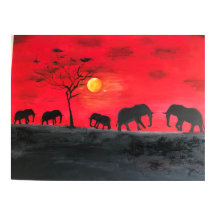 Peinture murale africaine à base d'éléphants