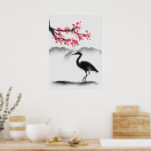 Poster Peinture murale avec Sakura et Héron (Cuisine)