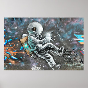 Poster Peinture murale d'astronaute à Astoria Queens New 