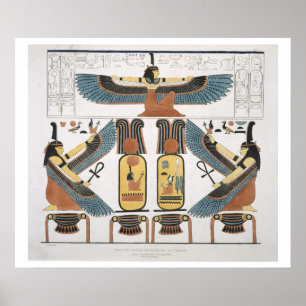 Poster Peinture murale des tombes des rois chez Thebes,