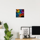 Poster Peinture murale en briques multicolores (Bureau à domicile)