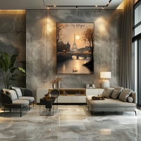 Peinture murale minimaliste Paris Skyline - Tons d