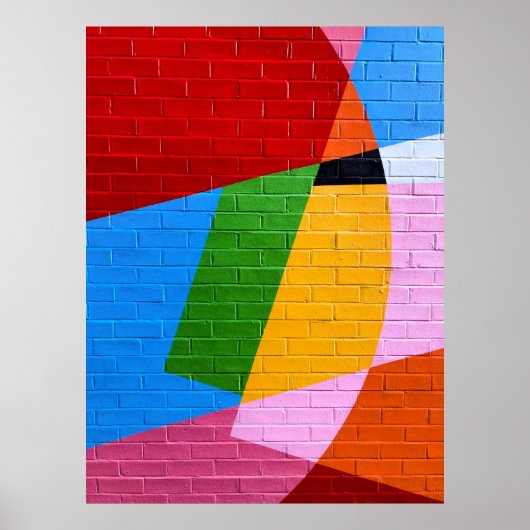 Poster Peinture murale rose et jaune (Devant)