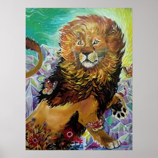 Poster Peinture mystique en Lion de Cristal "Nouveaux Mon (Devant)