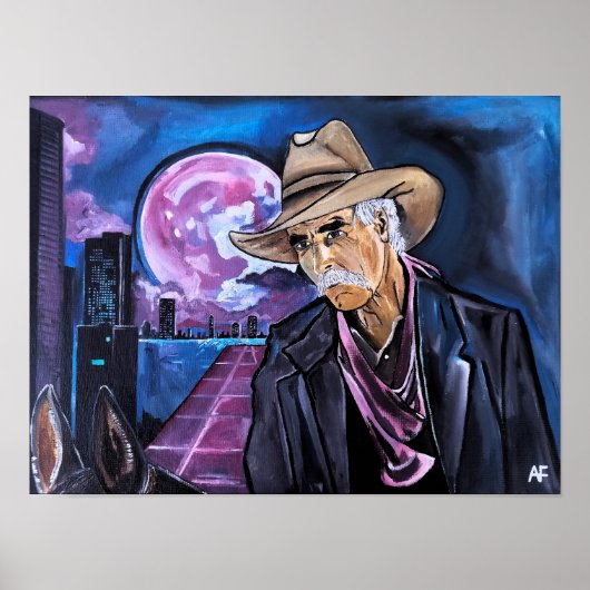 Poster Peinture Neon Moon par Alfred Fox (Devant)