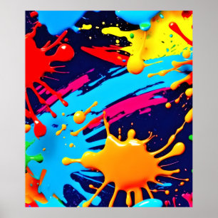 Poster Peinture néon vive en expression fluide