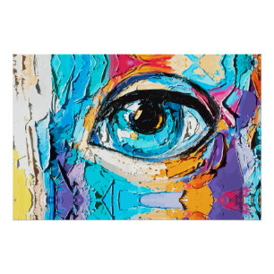 Poster Peinture numérique abstraite à l'huile de beaux ye