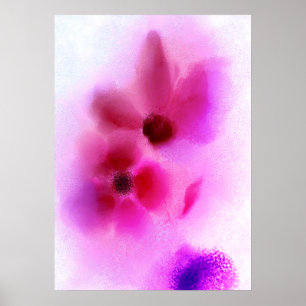 Poster Peinture Ombre rose violet Twin Flowers