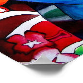 Poster peinture originale d'aquarelle japonaise Geisha (Coin)