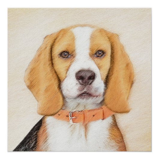 Poster Peinture originale de chien Beagle Hound Art anima (Devant)