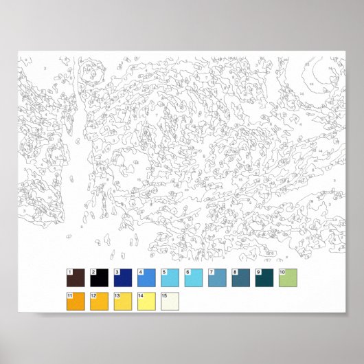 Poster Peinture par numéros : La Nuit étoilée (Devant)