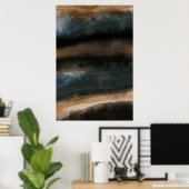 Poster Peinture Paysage Abstrait Art Tons Terre Noire (Bureau à domicile)