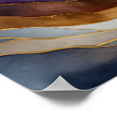 Poster Peinture Paysage Abstrait Or Bleu pourpre (Coin)