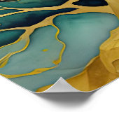 Poster Peinture Paysage Abstrait Or Bleu Vert II (Coin)