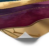 Poster Peinture Paysage Abstrait Or Purple Bleu (Coin)