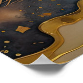 Poster Peinture Paysage Abstrait Or Rouille Arbre Bleu (Coin)