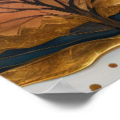 Poster Peinture Paysage Abstrait Or Rouille Bleu (Coin)