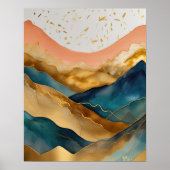 Poster Peinture Paysage Abstrait Peach Gold Peach Blue II (Devant)