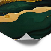 Poster Peinture Paysage Abstrait Vert or (Coin)