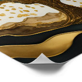 Poster Peinture Paysage Abstrait Vert or (Coin)