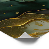 Poster Peinture Paysage Abstrait Vert or (Coin)