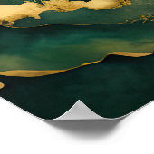Poster Peinture Paysage Abstrait Vert or (Coin)