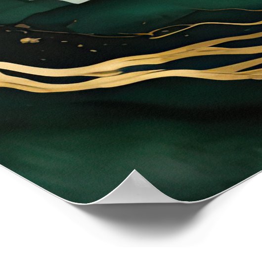 Poster Peinture Paysage Abstrait Vert or (Coin)