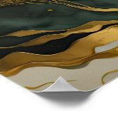 Poster Peinture Paysage Abstrait Vert or (Coin)