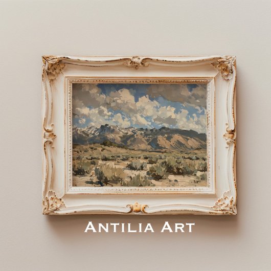 Poster Peinture Paysage Terrain Rustique Art Montagne