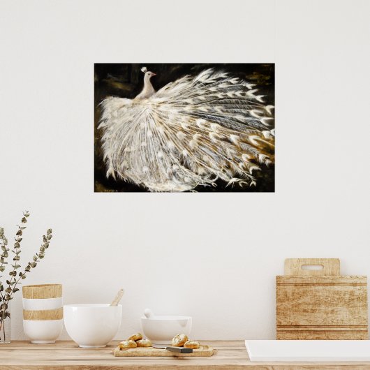 Poster Peinture Peacock blanche (Cuisine)