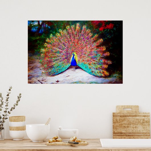 Poster Peinture Peacock vintage (Cuisine)