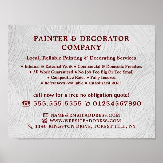 Poster Peinture, peintre et décorateur blanc (Devant)