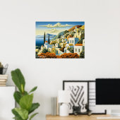 Poster Peinture pétrolière de l'île de Santorin Grèce Voy (Bureau à domicile)