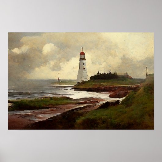 Poster Peinture phare vintage (Devant)