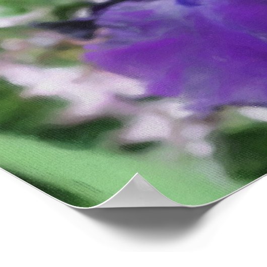 Poster Peinture photo Iris Flower Art à fond violet (Coin)
