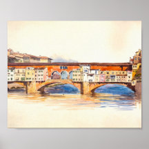 Peinture Ponte Vecchio, Paysage de la ville Vintag
