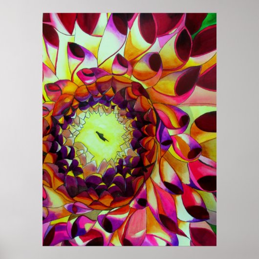 Poster Peinture pop art de la fleur pourpre Dahlia (Devant)