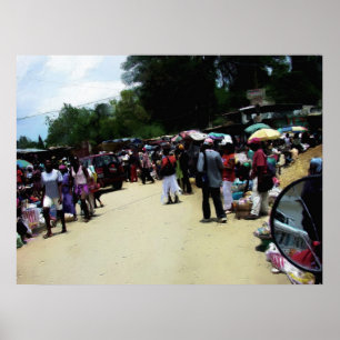 Poster Peinture - Port Au Prince Haïti Marketplace