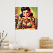 Poster Peinture Portrait en tatouage (Cuisine)