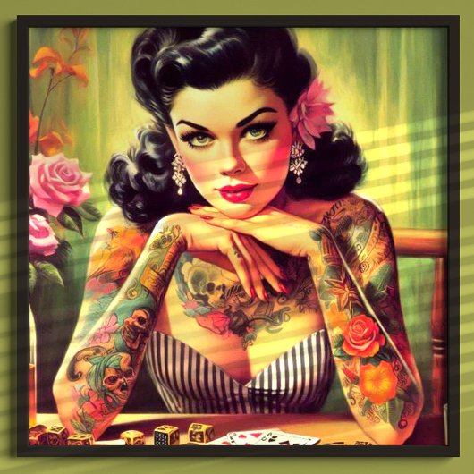 Poster Peinture Portrait en tatouage