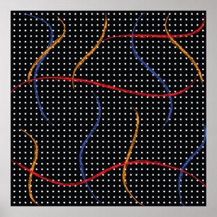 Poster Peinture Rétro éclaboussée et points