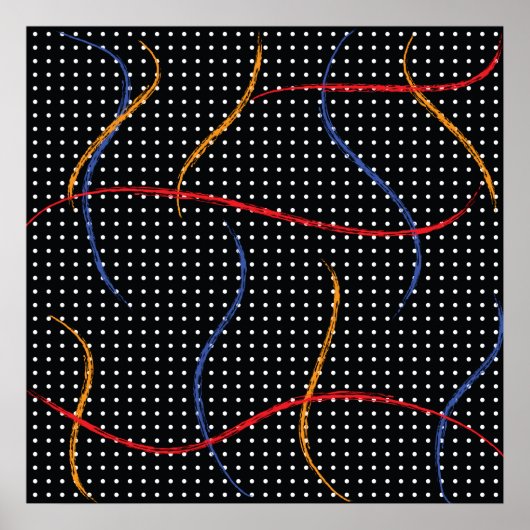 Poster Peinture Rétro éclaboussée et points (Devant)