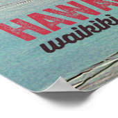 Poster Peinture rétro Hawaii Waikiki Beach (Coin)